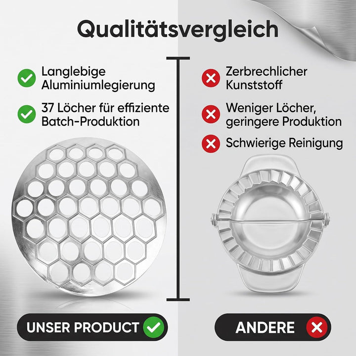 Pelmeni Form, 37 Löcher Russian Dumpling Maker aus Aluminiumlegierung, Silber, Ravioli Maker für DIY