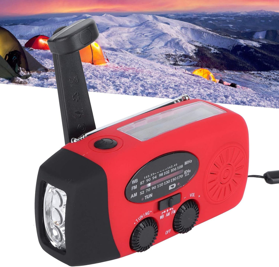 QQT088 Solarenergie Notfallradio, Multifunktions Handshake Radio, USB Aufladung, FM AM WB/NOAA Wette