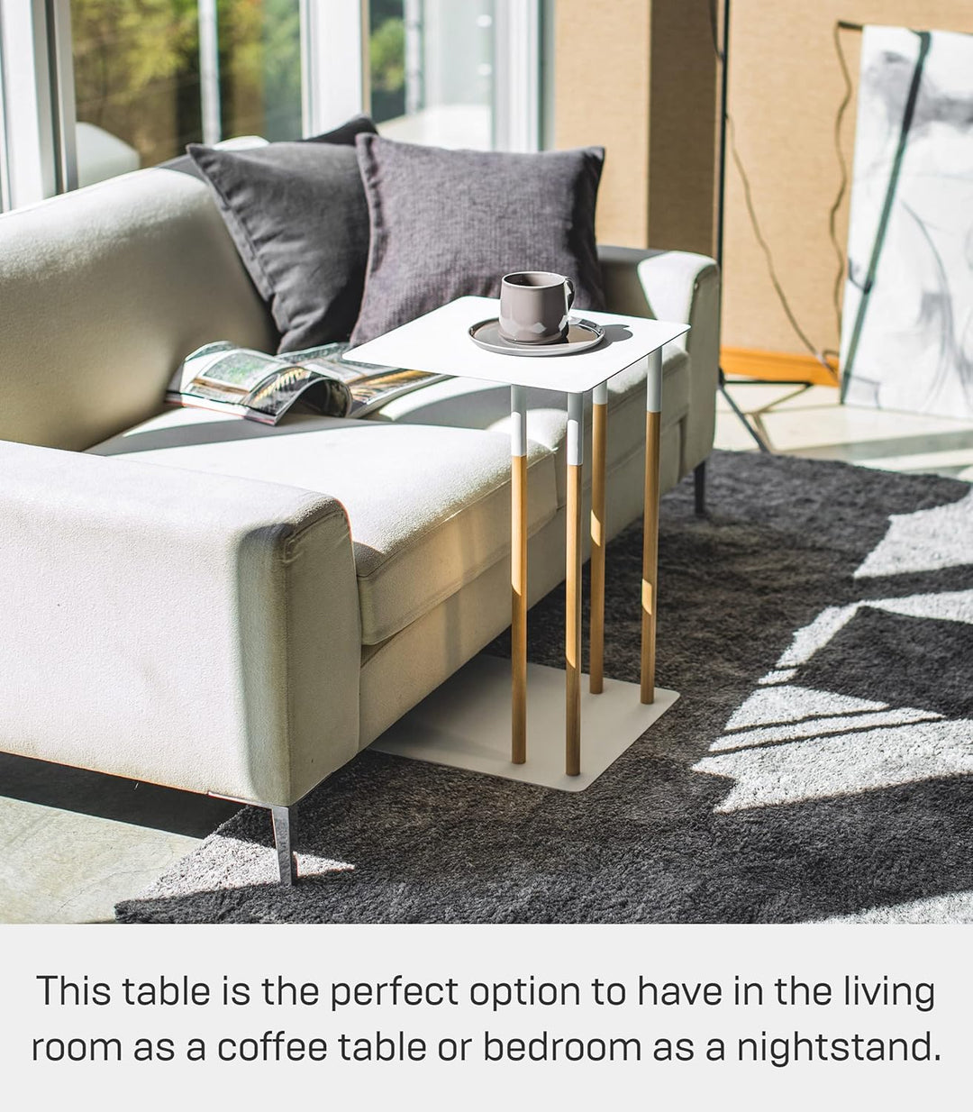 Yamazaki Sliding Sofa c end Table/Coffee Tray/Laptop Desk Beistelltisch, Stahl, Weiss, One Size, Wei