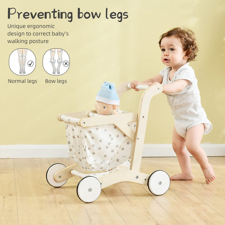 Labebe Lauflernwagen holz, 2-in-1 Verwendung als Laufwagen, Gehfrei Lauflernhilfe Baby/Lauflernhilfe
