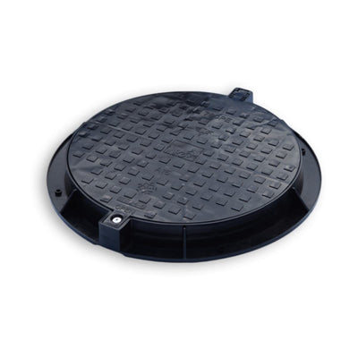 Varile 780mm Schachtabdeckung, Gullydeckel aus Kunststoff belastbar bis 1,5 t Schwarz, Schwarz