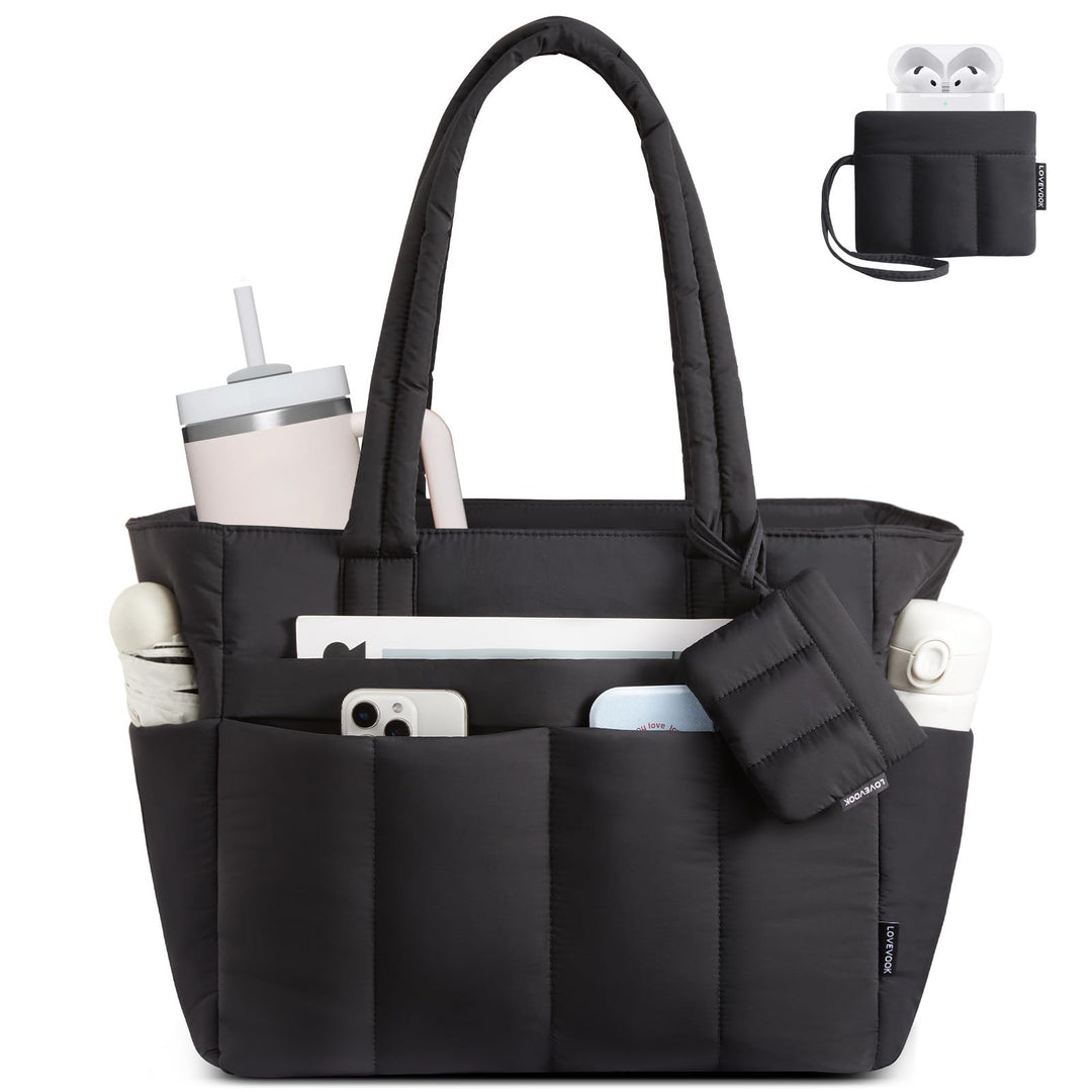 LOVEVOOK Shopper Tasche Damen Handtasche Gross, Leicht Arbeitstasche Puffer Tote Bag mit Vielen Fäch