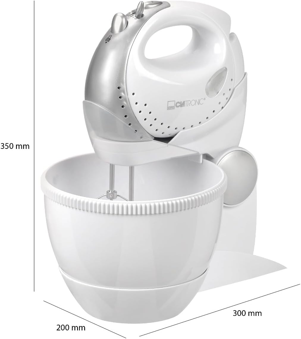 Clatronic 2in1 Handmixer-Set HMS 2739 mit Mixstab, Edelstahlquirle &amp; -knethaken, 5 Geschwindigkeitss