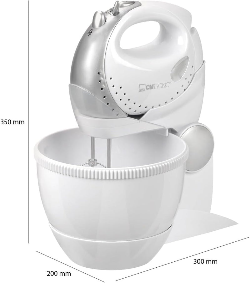 Clatronic 2in1 Handmixer-Set HMS 2739 mit Mixstab, Edelstahlquirle & -knethaken, 5 Geschwindigkeitss