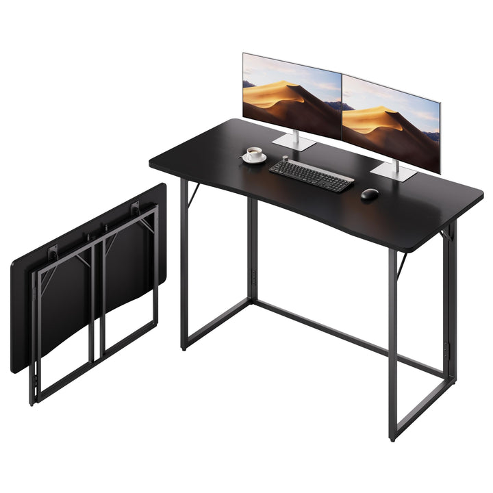 JOYMOOP Klapptisch, Schwarz, 120 cm, Keine Montage, Kleiner Faltbarer Schreibtisch für Zuhause, Büro