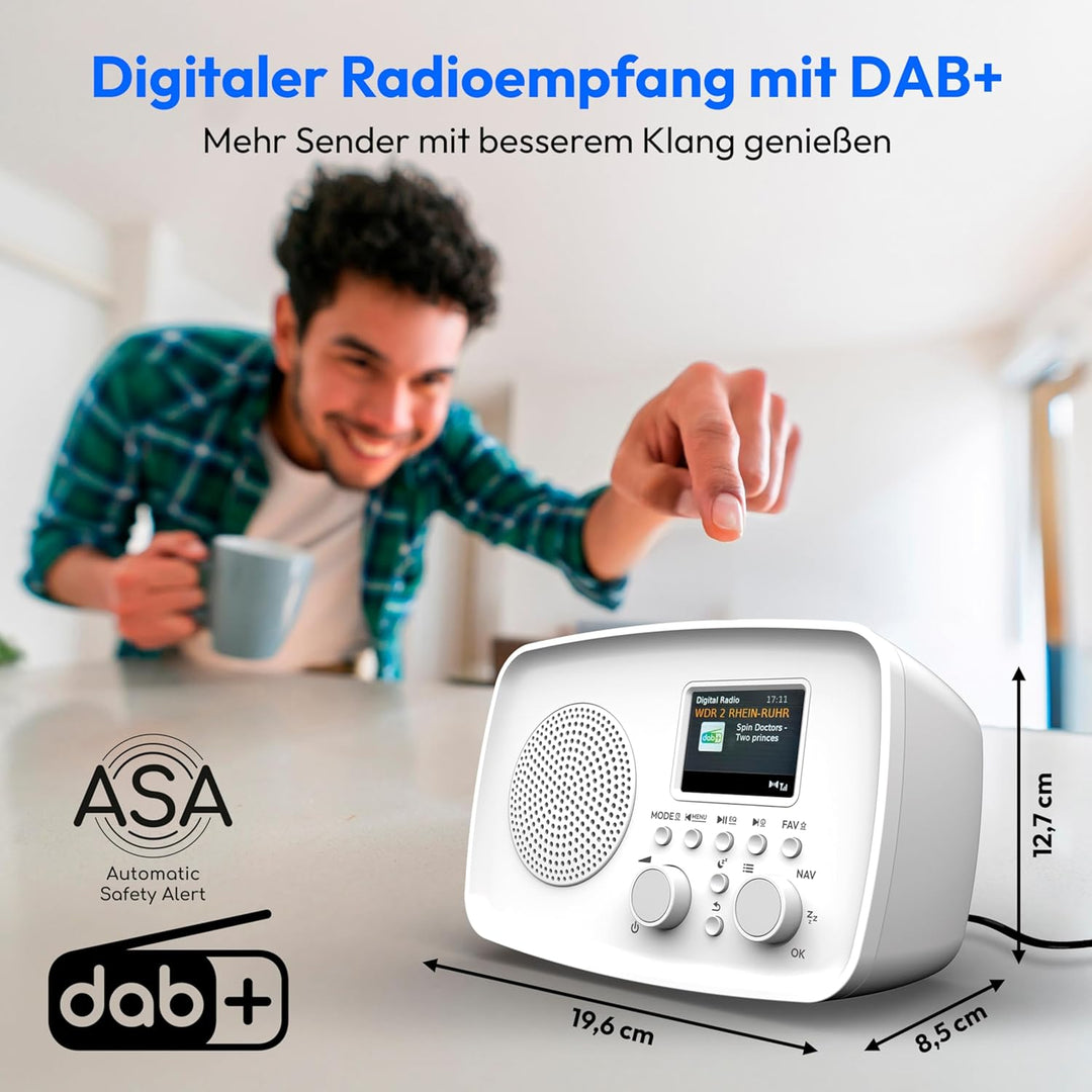 MEDION DAB+ Radio mit Bluetooth DRE-1 (DAB Plus, UKW Radio, Tropfwasserschutz, Teleskopantenne, Weck