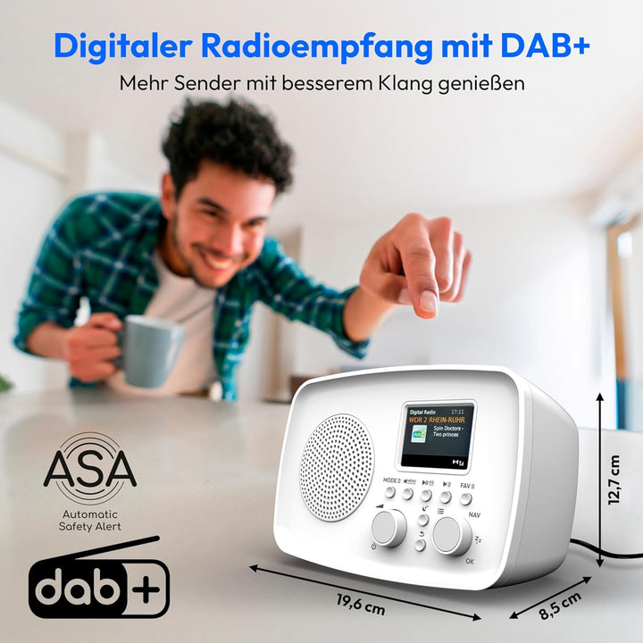 MEDION DAB+ Radio mit Bluetooth DRE-1 (DAB Plus, UKW Radio, Tropfwasserschutz, Teleskopantenne, Weck