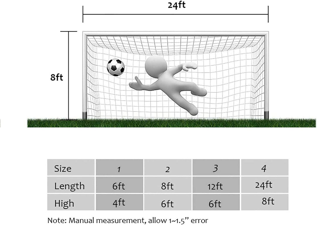 EVTSCAN Fussball-Tor-Netz, 4 Grössen Fussball-Netz in voller Grösse Sport-Ersatz-Fussball-Torpfosten