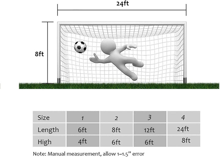 EVTSCAN Fussball-Tor-Netz, 4 Grössen Fussball-Netz in voller Grösse Sport-Ersatz-Fussball-Torpfosten