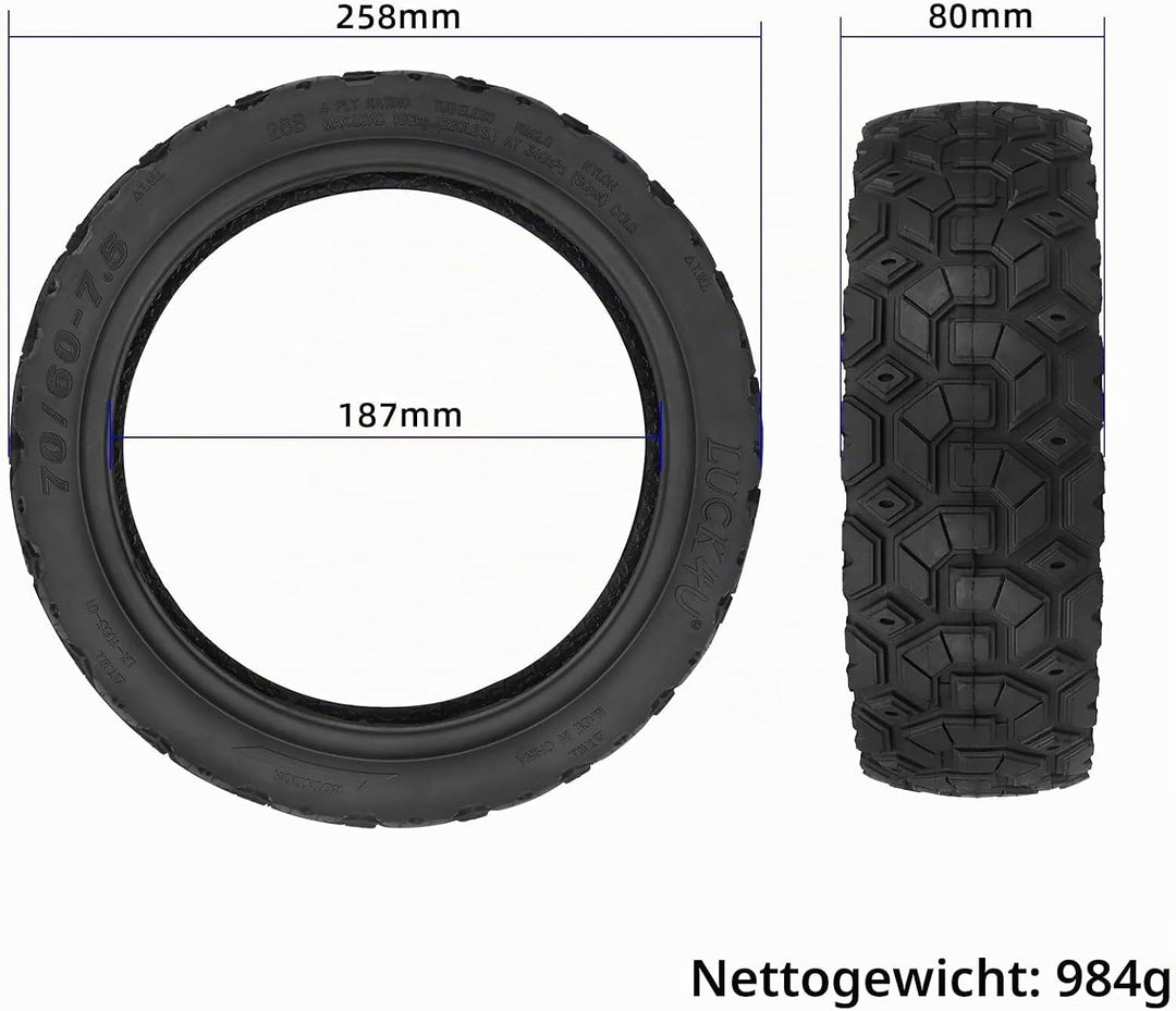 myBESTscooter – 70/60-7.5 Ersatzreifen für Segway Ninebot ZT3 Pro Elektroroller, schlauchlos, selbst