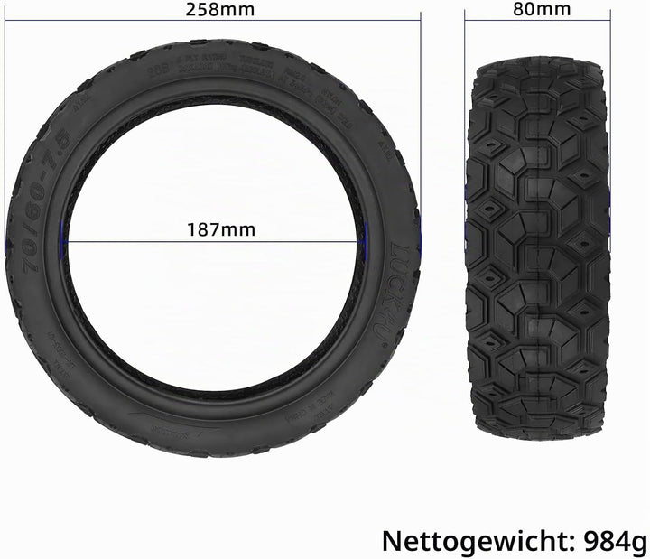 myBESTscooter – 70/60-7.5 Ersatzreifen für Segway Ninebot ZT3 Pro Elektroroller, schlauchlos, selbst