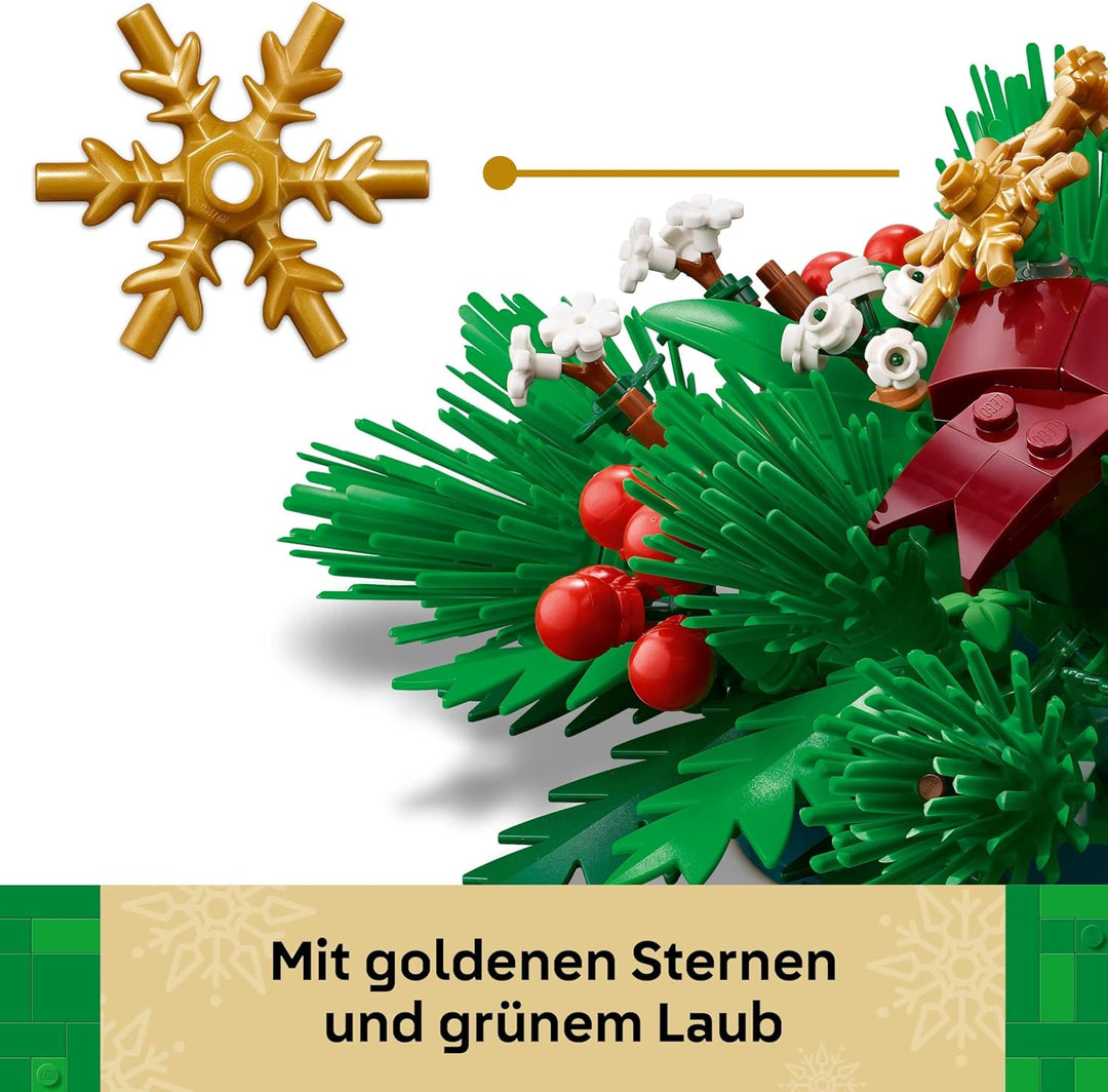 LEGO Weihnachtsgesteck - Spielzeug für Jungen und Mädchen - Modellbau mit roten Beeren, goldenen Ste