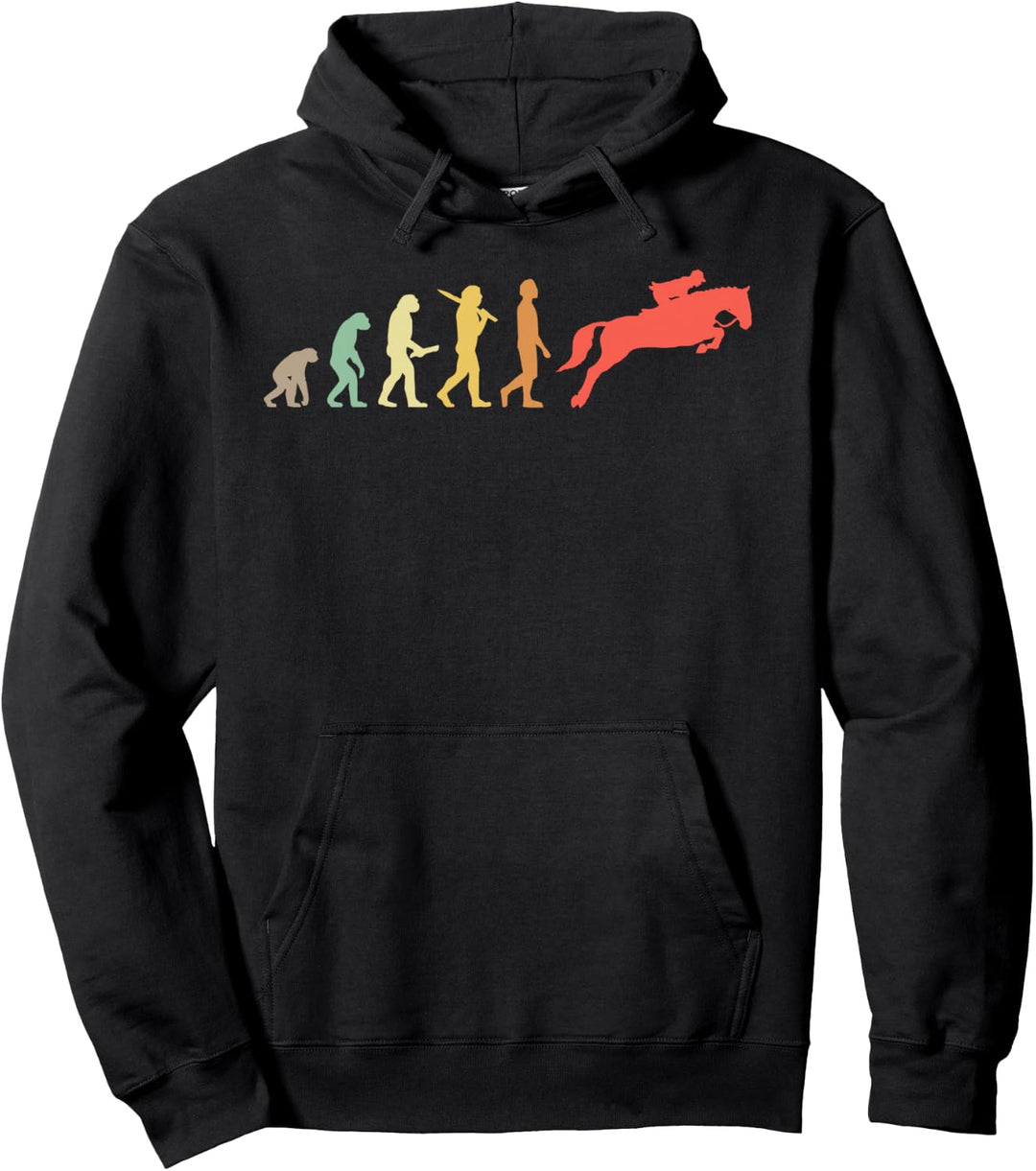 Retro Springreiten Evolution Geschenk für Reiter Pullover Hoodie