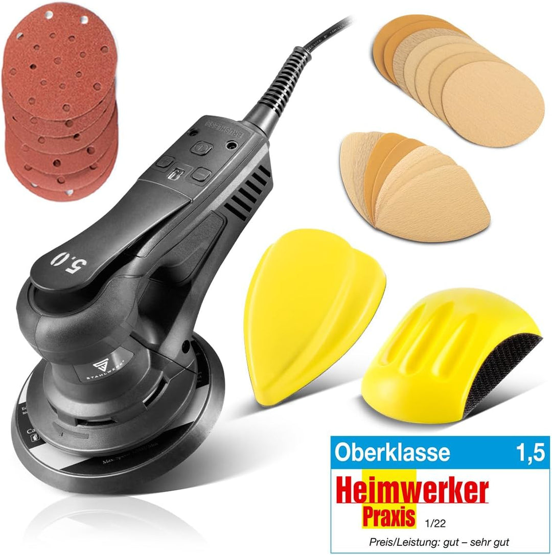 STAHLWERK Exzenterschleifer ES-150 ST – starker Handschleifer 350 W, leistungsstark und vibrationsar