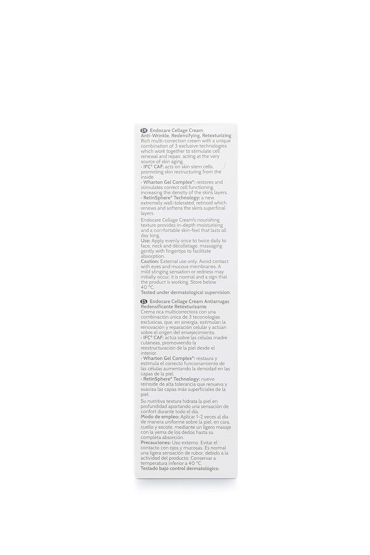Endocare Cellage - Crema Antiarrugas, Antiedad, Redensificante, Retexturizante y Nutritiva, con Ácid