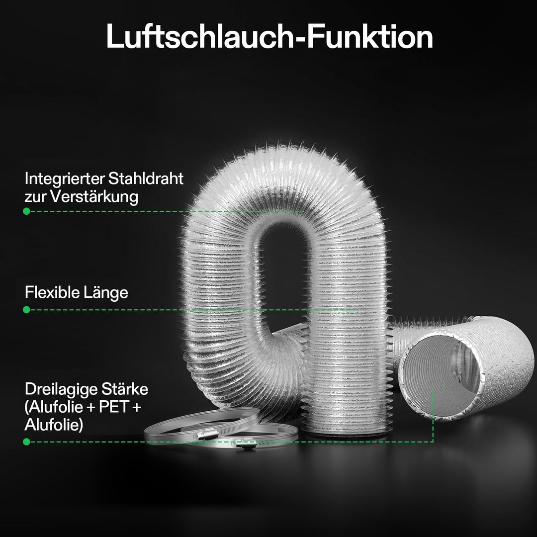 VIVOSUN Inline-Rohrventilator 200mm Abluftventilator 1223m³/h mit Drehzahlregler 200mm Aktivkohlefil