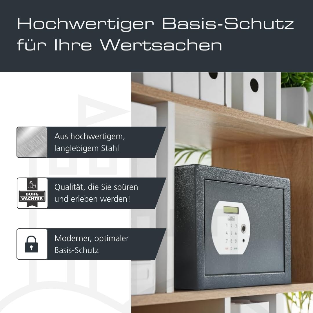 Burg-WÄCHTER Möbeltresor mit elektronischem Zahlenschloss und Fingerabdruck, Inkl. Fachboden, Zur Wa
