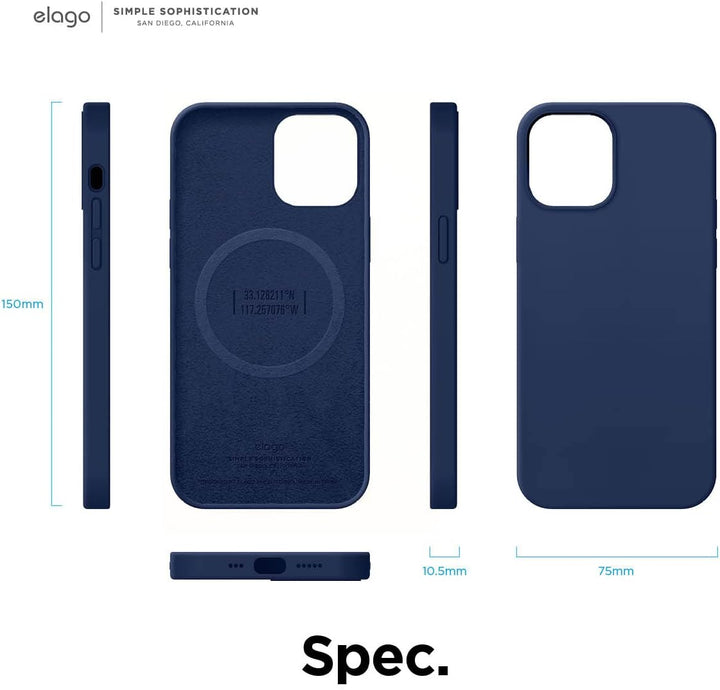 elago Magnetische Silikonhülle, kompatibel mit iPhone 12 und iPhone 12 Pro (6,1 Zoll), eingebaute Ma