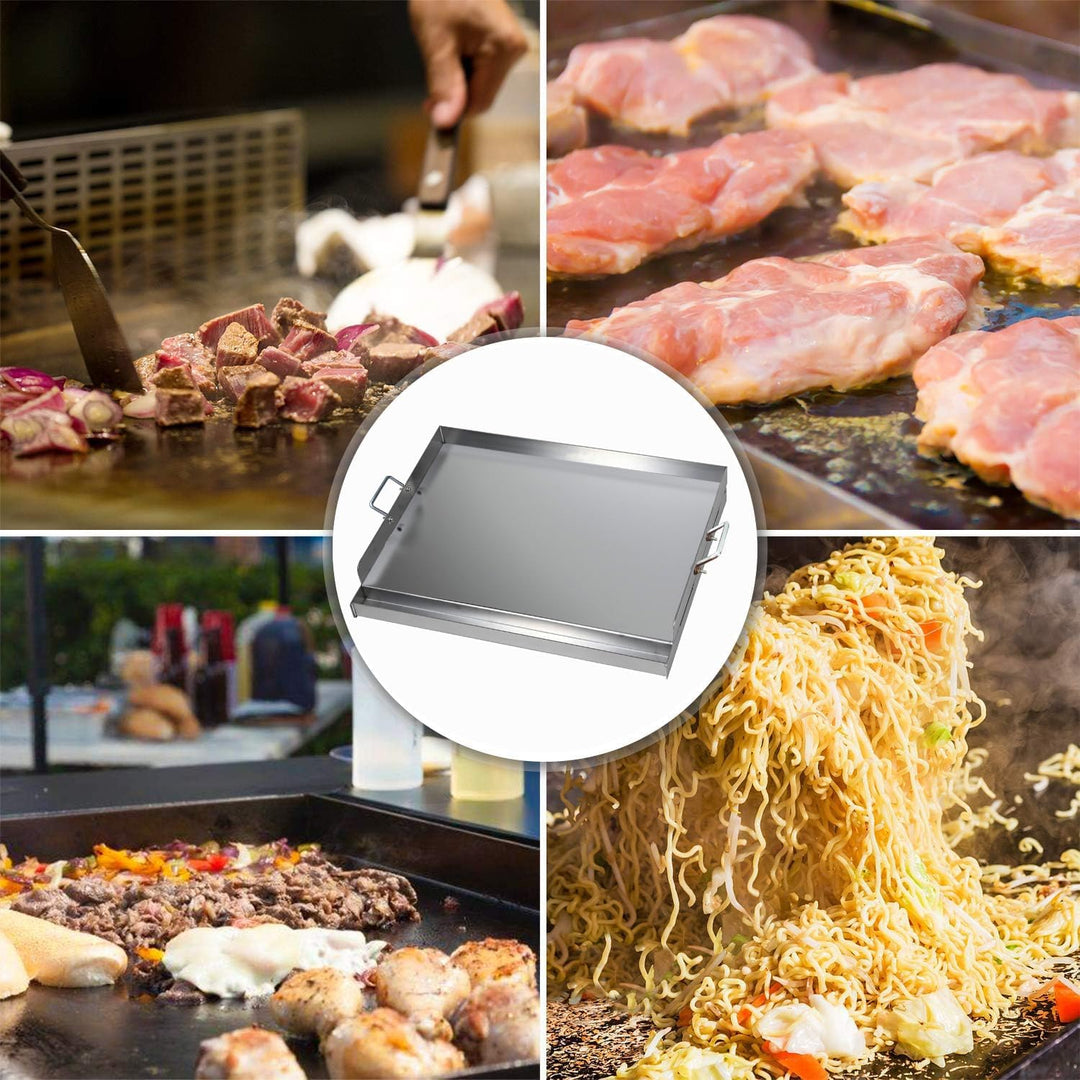 CAVATINY Edelstahl Grillplatte | 54x41x8 cm | BBQ Plancha passend für Weber Grill | rechteckig, univ