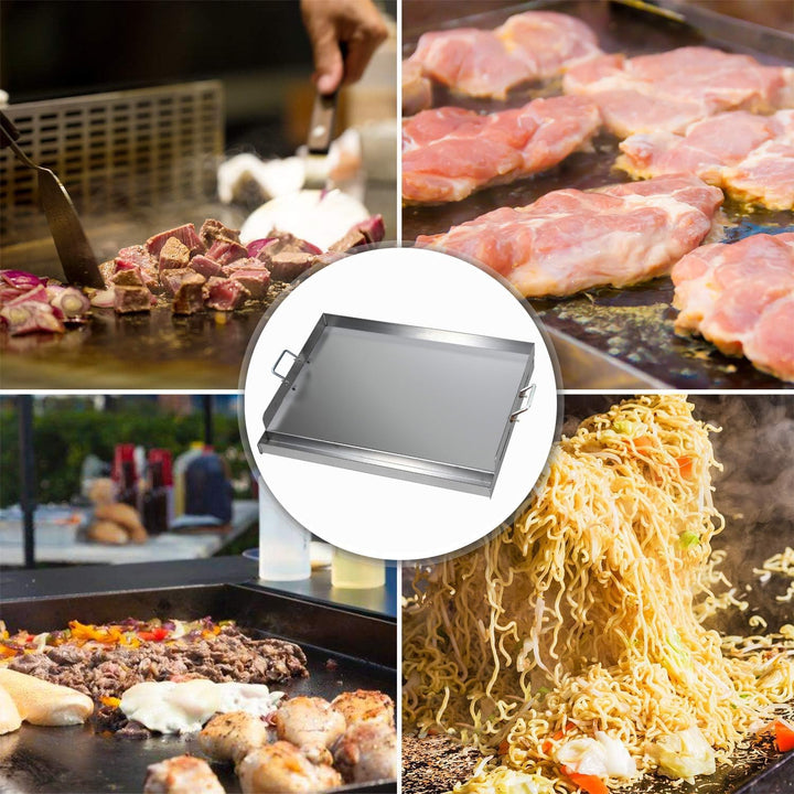 CAVATINY Edelstahl Grillplatte | 54x41x8 cm | BBQ Plancha passend für Weber Grill | rechteckig, univ