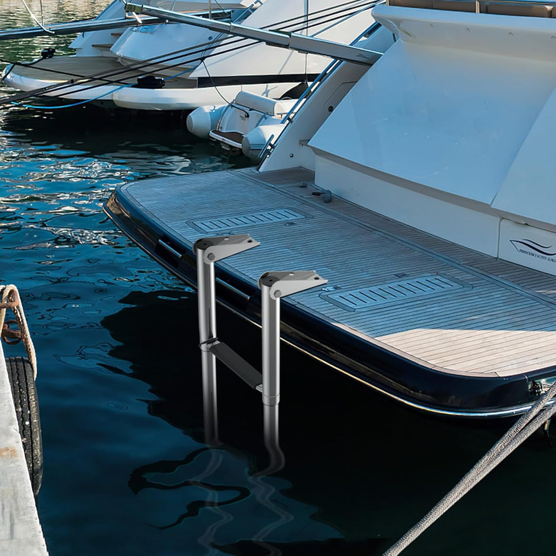 GOPLUS Poolleiter Edelstahl, Bootleiter klappbar mit 4 Stufen und Antirutschpads, Schwimmbadleiter T