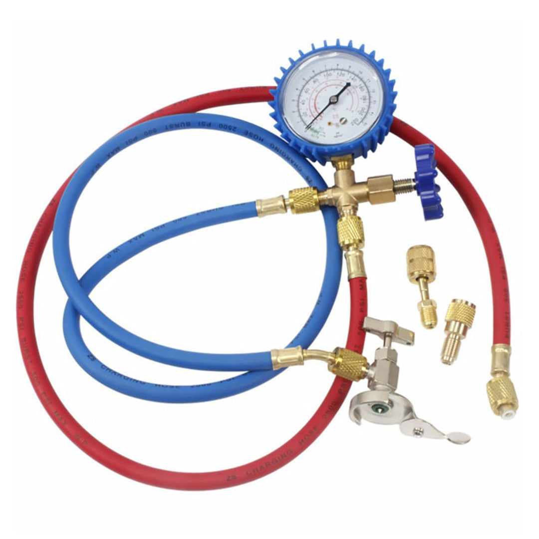 UKCOCO Kältemittel Manometer Set für Auto und Haushalt Klimaanlagen, Monteurhilfe mit Gummi Befüllsc