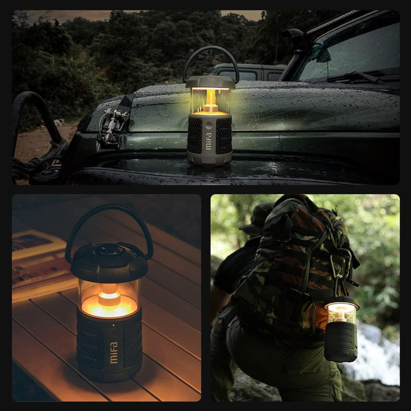 MIFA WildCamping Bluetooth Lautsprecher mit Camping Lampe, Bluetooth 5.3 20 Watt HiFi Sound, IP67 wa