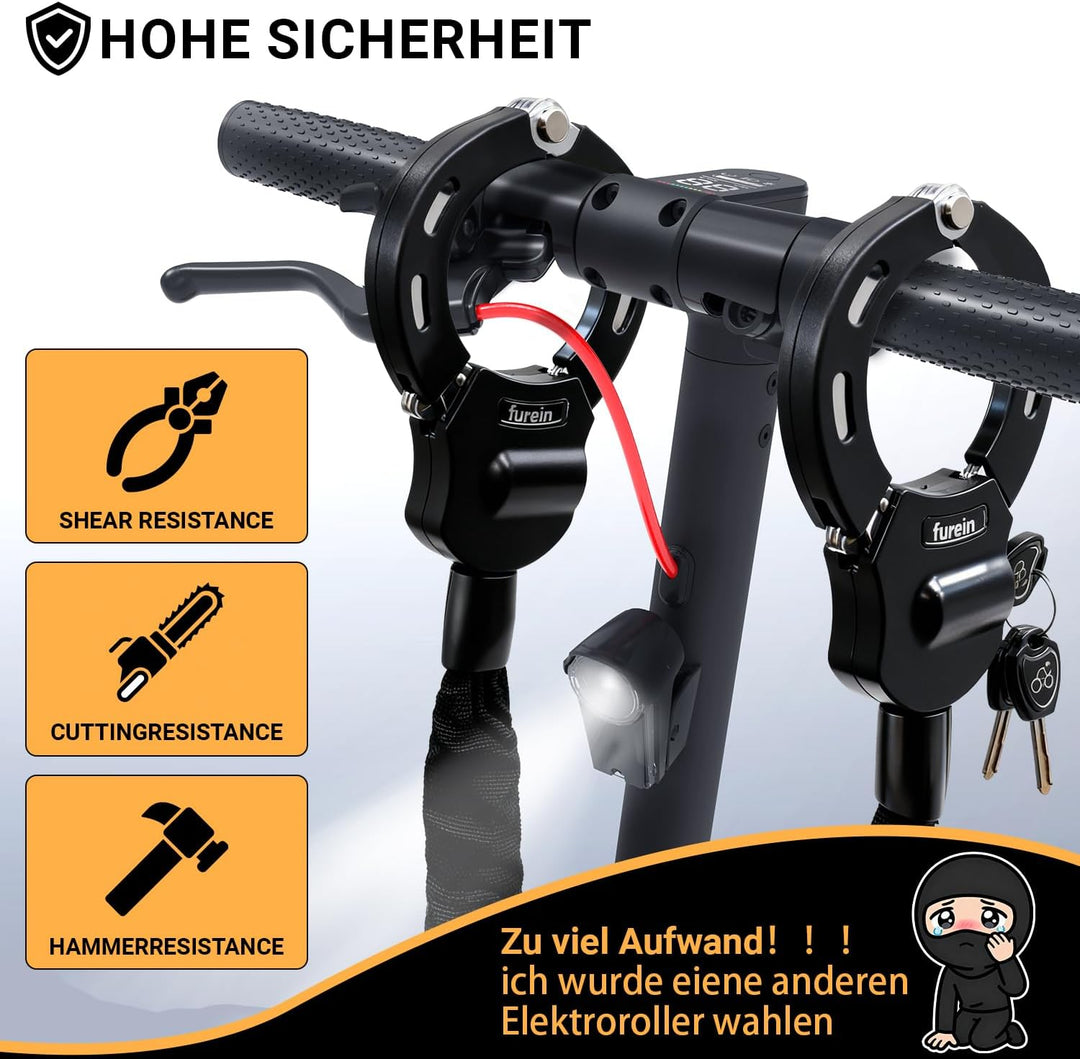 Schloss für E Scooter,Handschellenschloss,Schloss für E Scooter Roller mit Schlüssel,Silikonschutz G