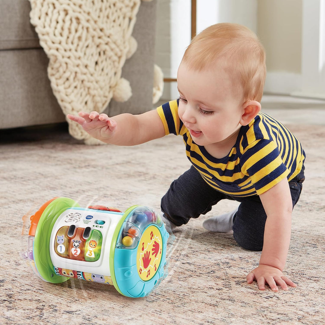 VTech Baby 3-in-1 Rollende Entdecker-Trommel – Interaktives Babyspielzeug mit Musik – Für Kinder von