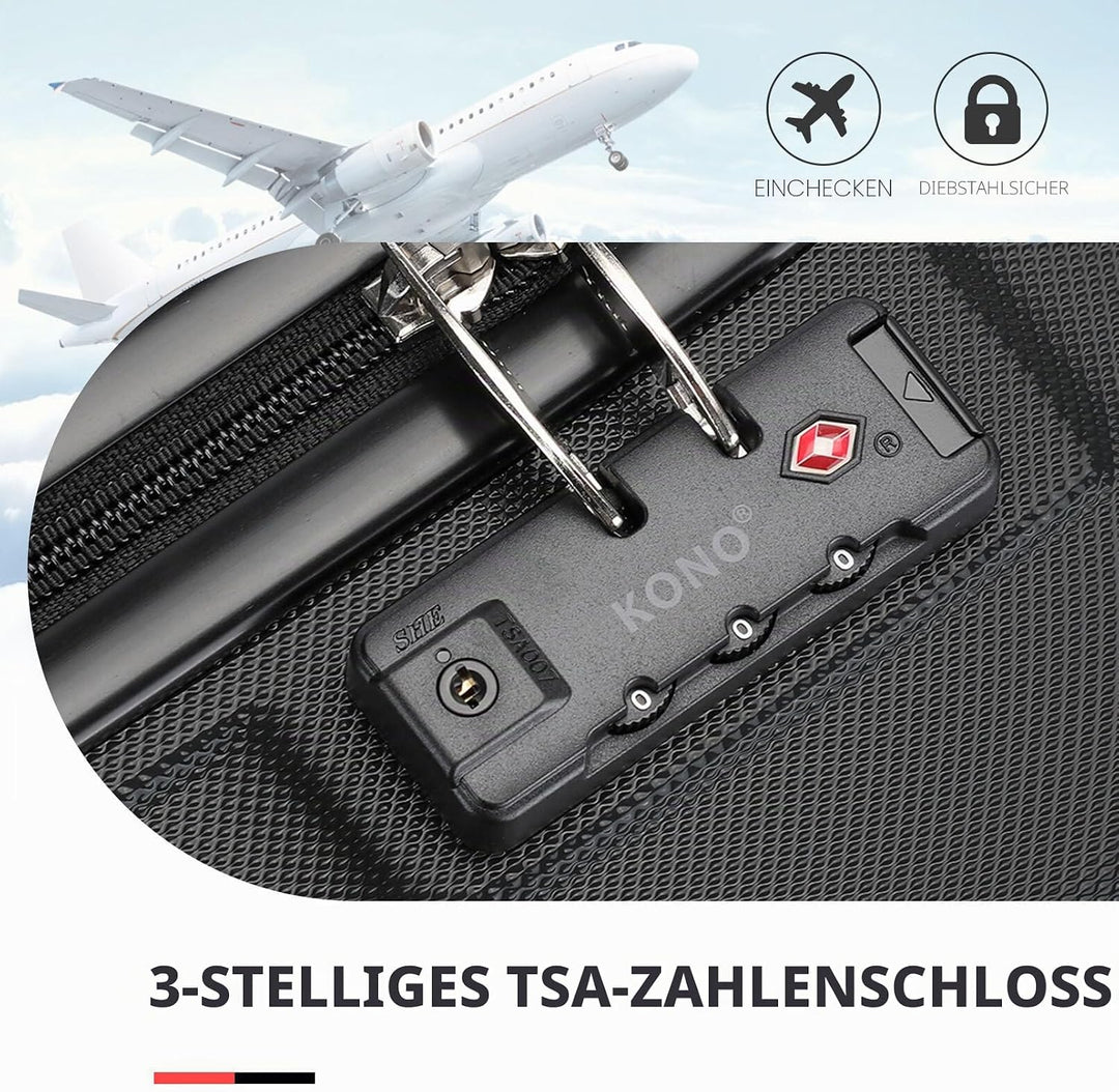 Kono Koffer Trolley Hartschale Handgepäck Zwillingsrollen Leichtgewicht ABS Kabinentrolley Reisekoff