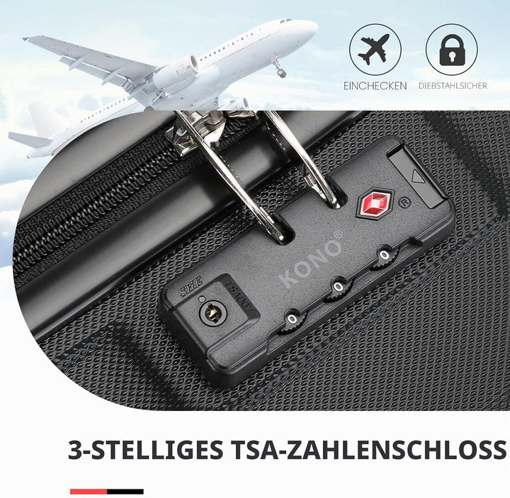 Kono Koffer Trolley Hartschale Handgepäck Zwillingsrollen Leichtgewicht ABS Kabinentrolley Reisekoff