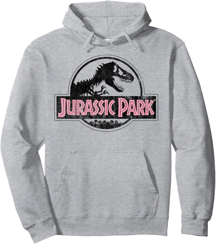 Jurassic Park Distressed Logo Pink Type Pullover Hoodie