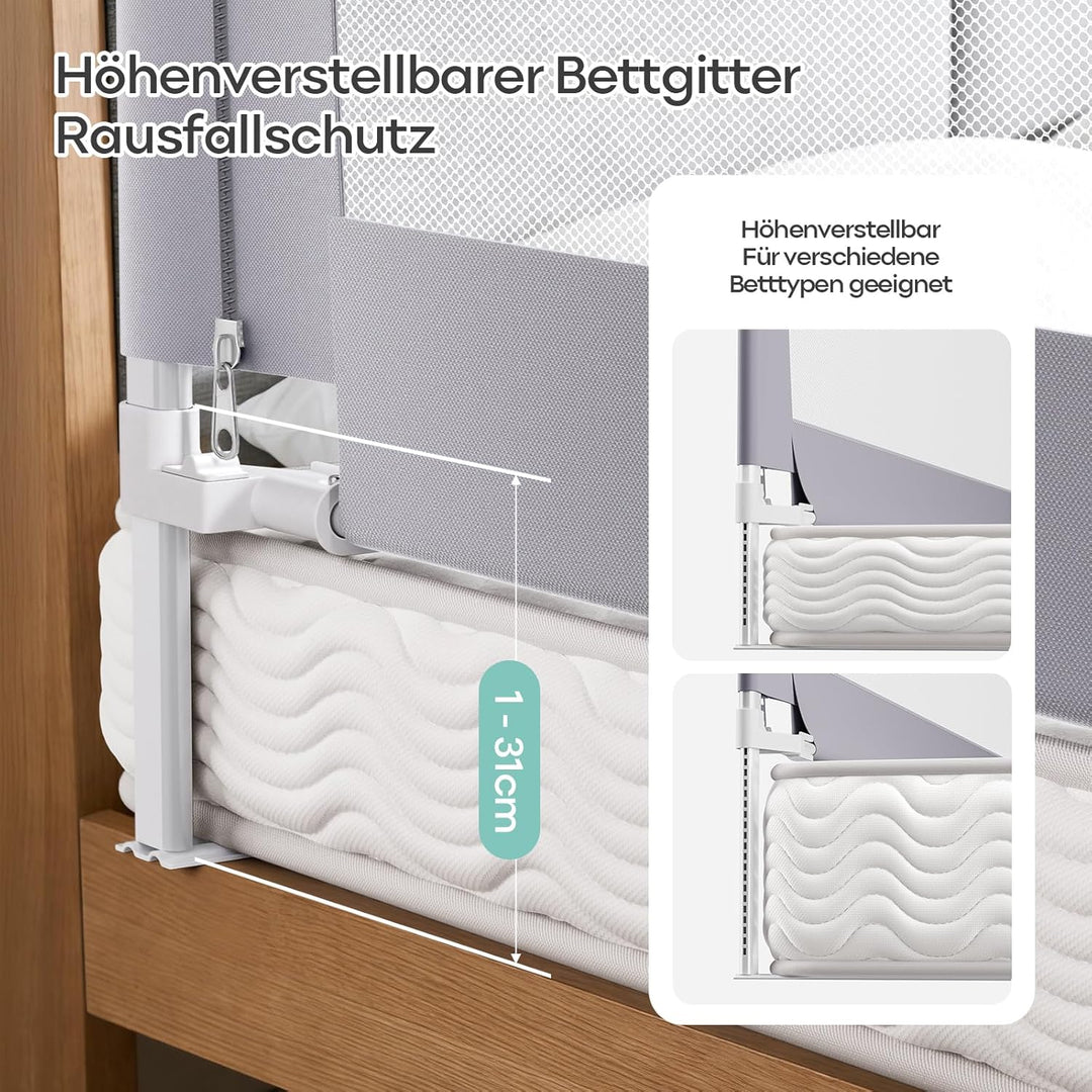 200cm rausfallschutz boxspringbett, Hellgrau (1 Stück) Hellgrau‑200cm, Hellgrau‑200cm