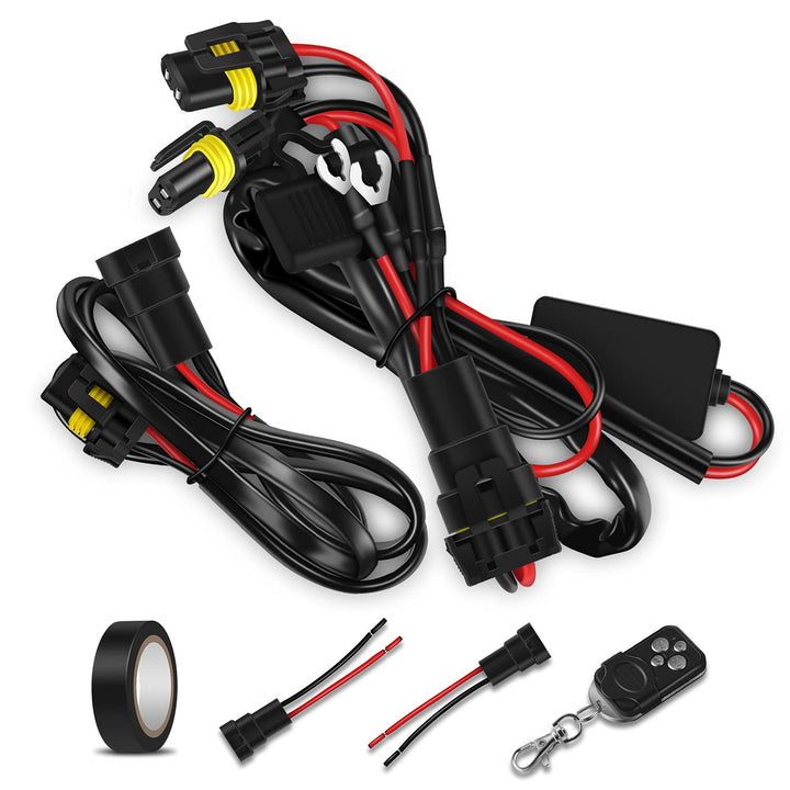 WinPower Universal LED-Licht Kabelbaum Relais-Kit mit 1 oder 2 Glühbirnenanschlüssen, 12V KFZ-Zusatz