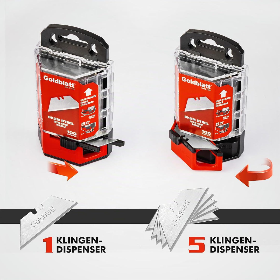 Goldblatt Trapezklingen 0,60 mm Klingenstärke 100 Pack Heavy Duty Utility Klingen Premium Gehärtetem