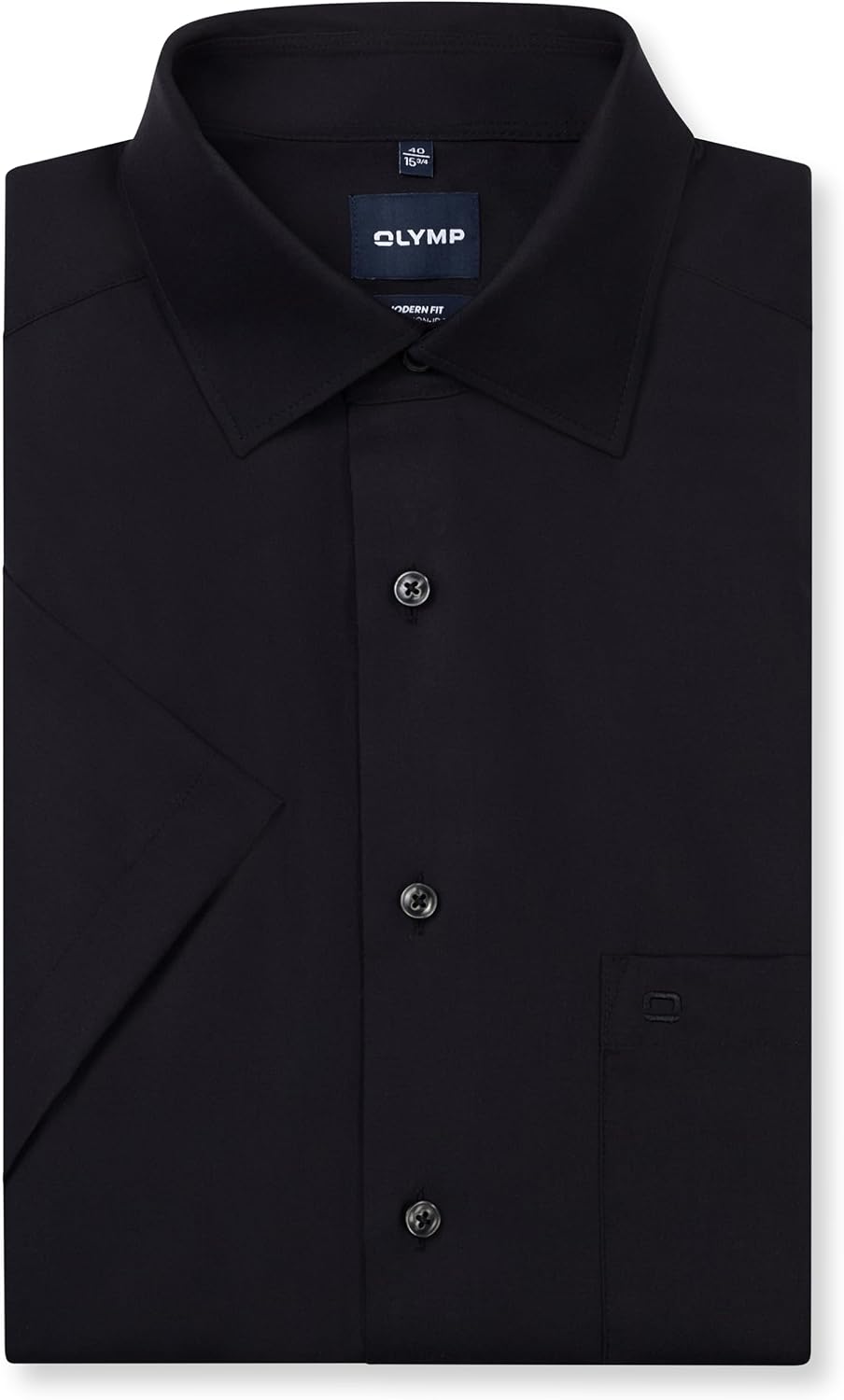 OLYMP Herren Businesshemd Langarm Luxor,Einfarbig,modern fit,New Kent 37 Schwarz 68, 37 Schwarz 68