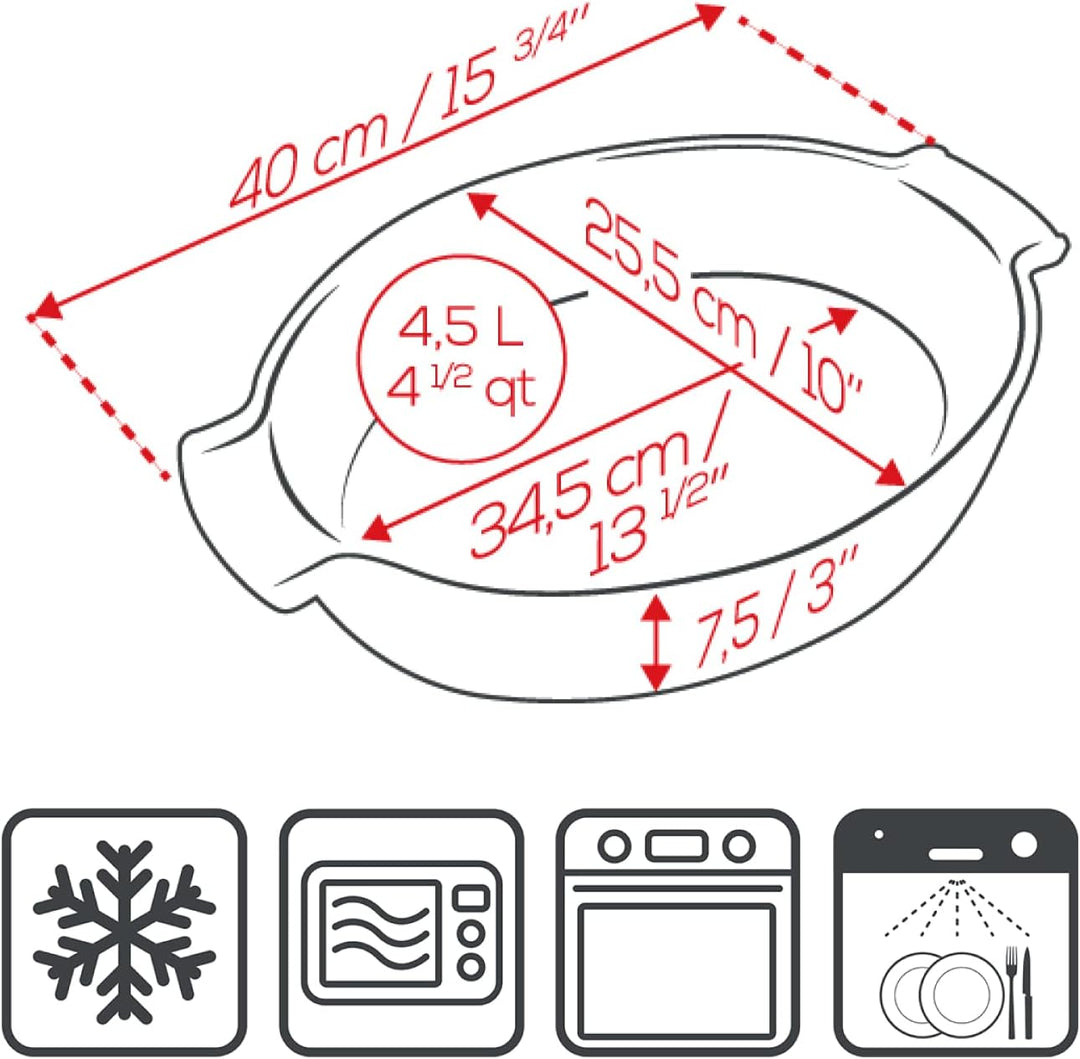 Peugeot P60602 Auflaufform, Keramik 31cm Grau, 31cm Grau