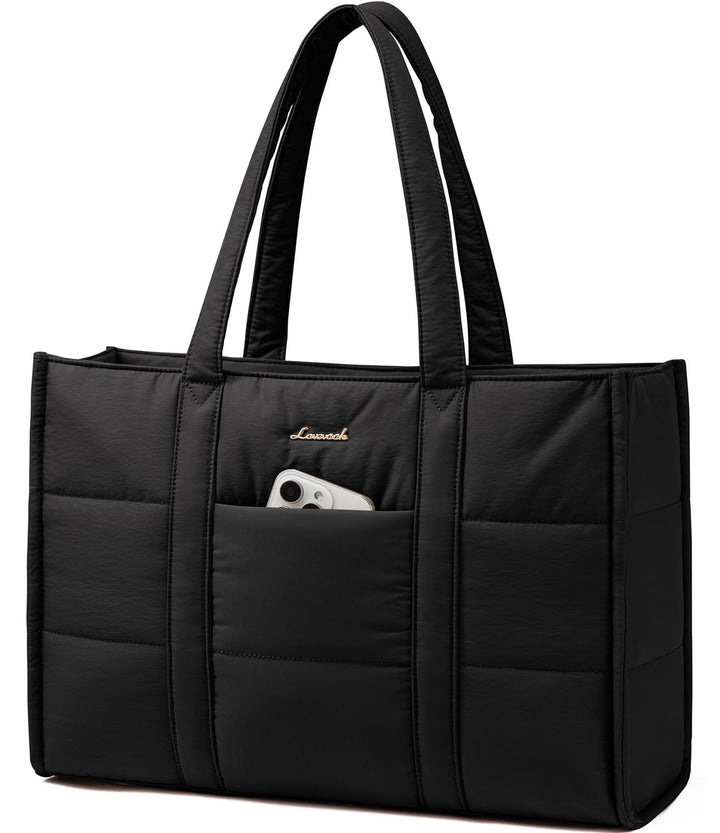 LOVEVOOK Handtasche Damen Gross, Puffer 17 Zoll Laptoptasche Shopper Tasche Arbeitstasche Aktentasch