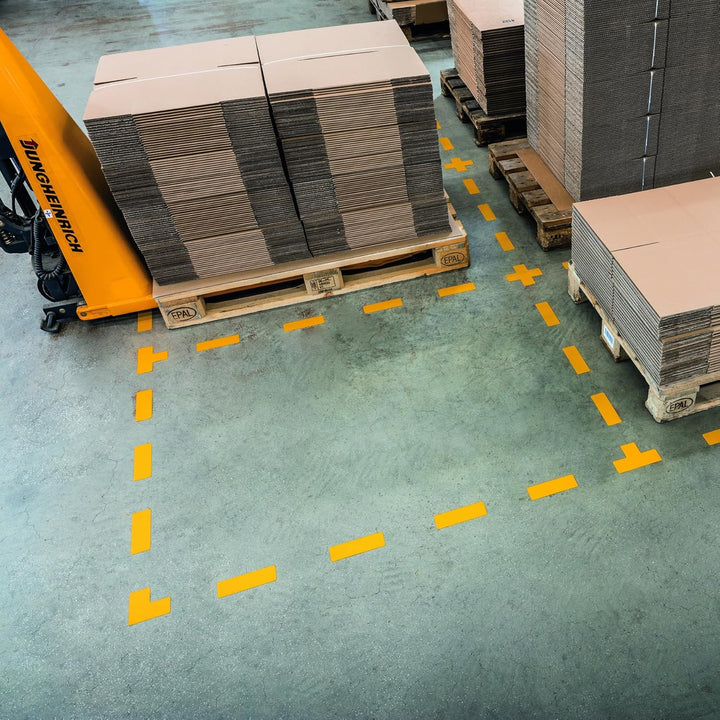 Durable Stellplatzmarkierung in T Form, selbstklebend und abriebfest, RAL 1003 Signalgelb , 170004 T