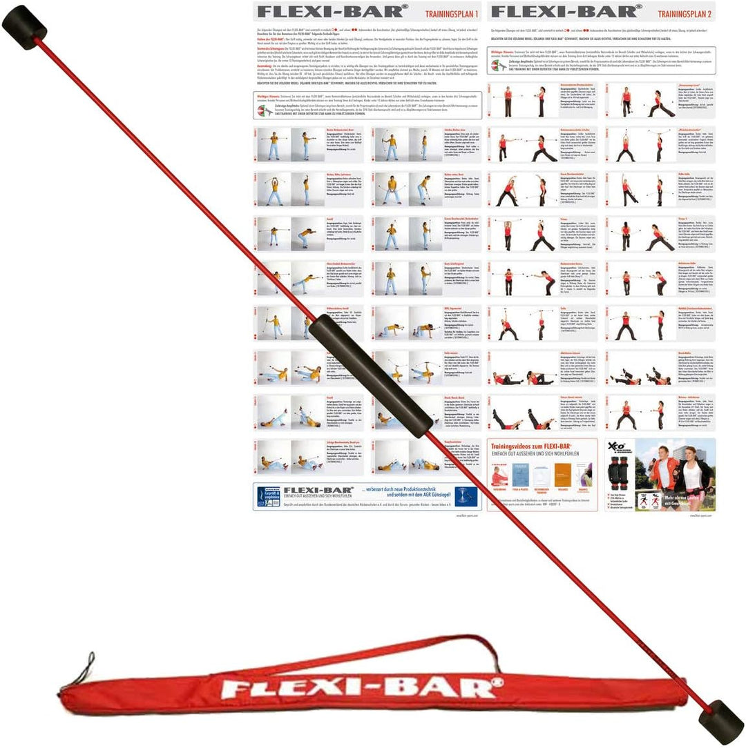 Flexi-Bar Standard Rot, FLEXI-BAR Protection Bag Tragetasche Rot, Trainingsposter und