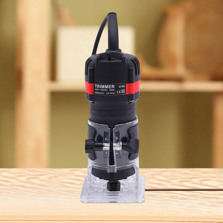 MINRS Oberfräse 800W Holzfräse Elektrische, Oberfräse Trimmer Einhandfräse 6,35mm Durchmesser Kanten