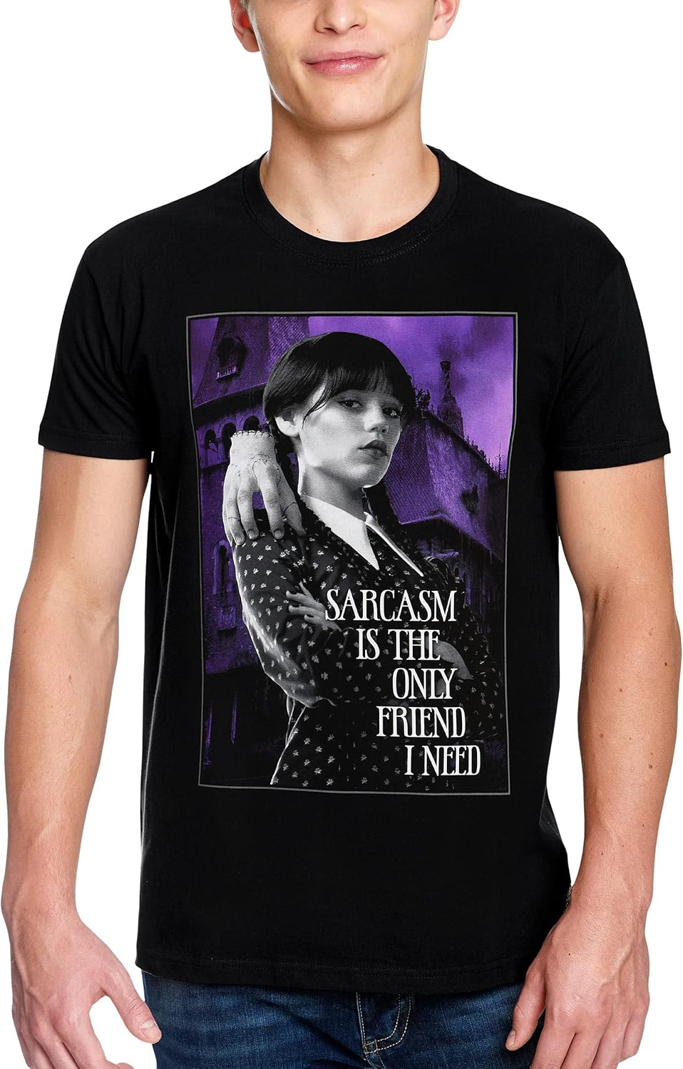 Elbenwald Wednesday T-Shirt mit verschiedenen Motiven für Herren Damen Unisex Baumwolle schwarz XS S