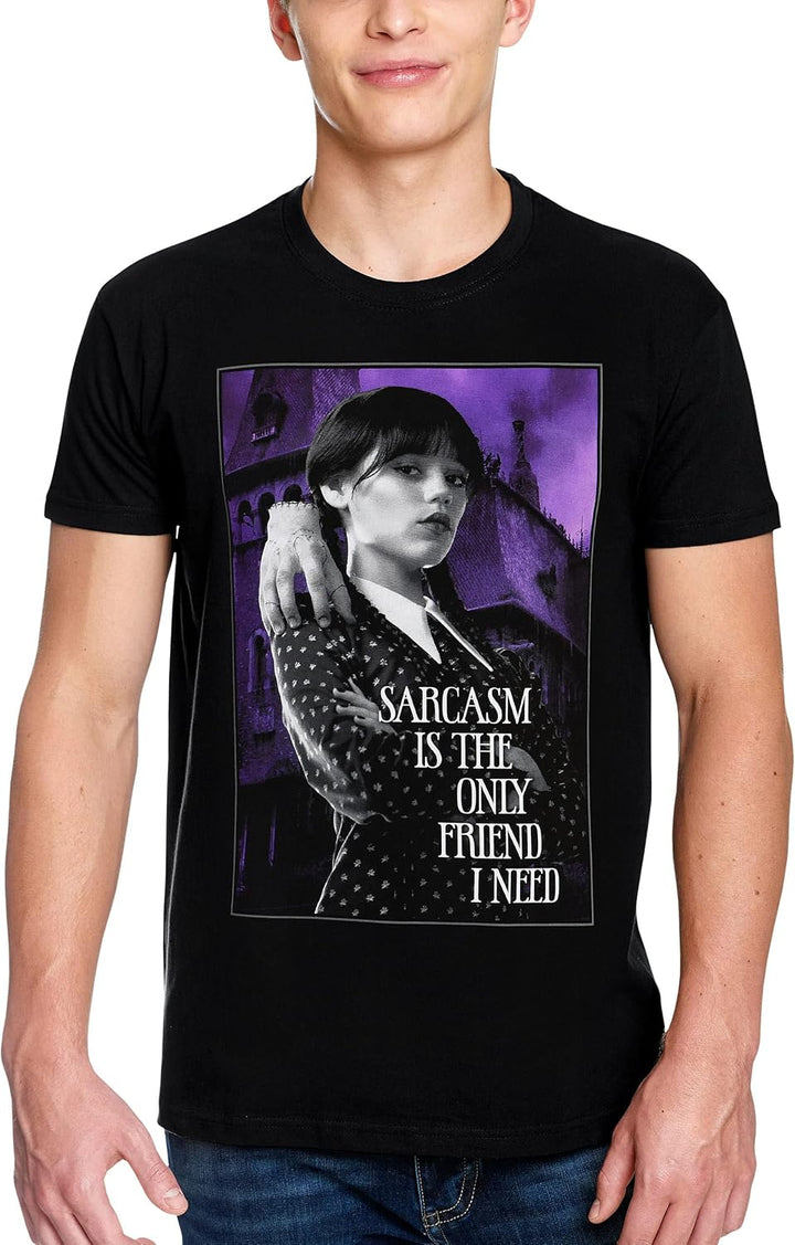 Elbenwald Wednesday T-Shirt mit verschiedenen Motiven für Herren Damen Unisex Baumwolle schwarz M Sa