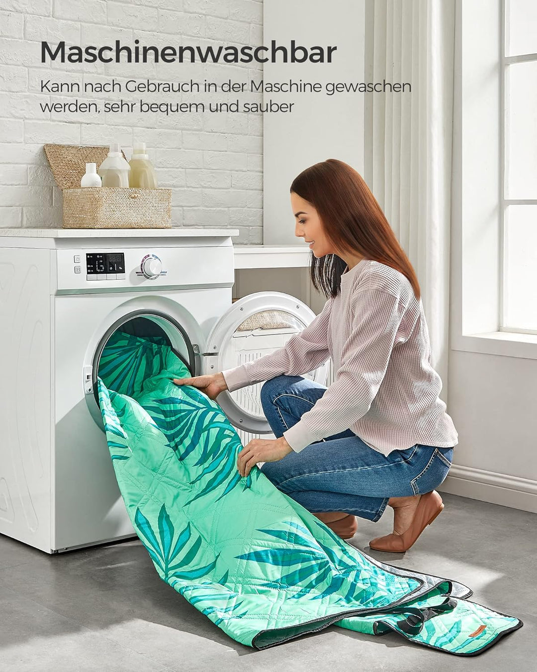 SONGMICS Picknickdecke, 300 x 200 cm grosse Stranddecke, Campingdecke, wasserdichte Unterseite, masc
