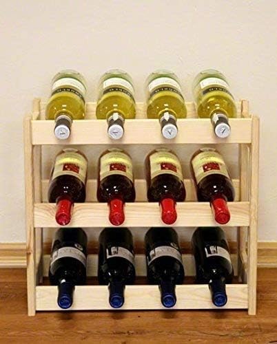 Flaschenregal, Weinregal Holz für 12 Flaschen, Weinschrank, Weinständer, Getränkeregal, Weinflaschen