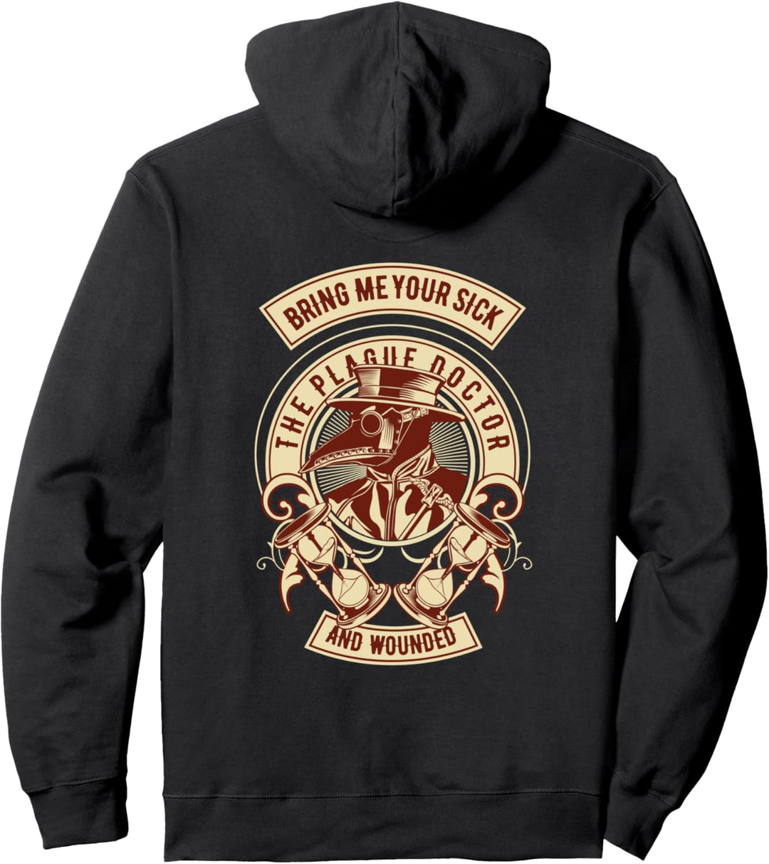 Plague Doctor Goggles Pointy Nose Guy, Steampunk Apocalypse Pullover Hoodie