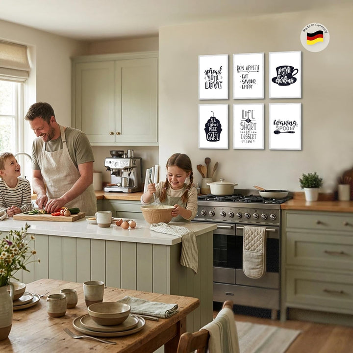 Novart Wandbilder Set - KOMPLETT AUFHÄNGFERTIG - Made in Germany - Moderne Bilder Küche Esszimmer Kü