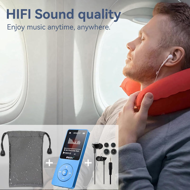 64GB MP3 Player mit Bluetooth 5.3, Ultraleicht (30 Gramm), bis zu 80 Stunden Akkulaufzeit, 1.8-Zoll-