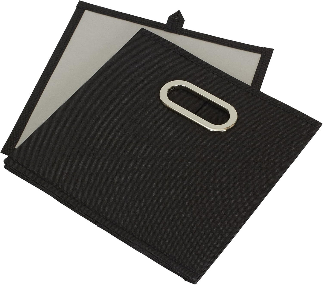 Haushalt Essentials 6 Stück Gewebe-Aufbewahrung Cube Mülleimer-Set mit Griffen, Marineblau schwarz,