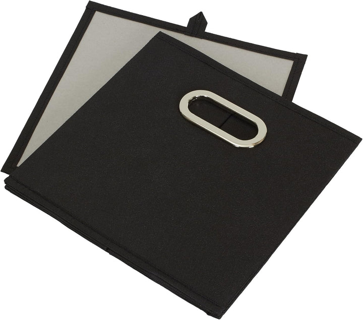Haushalt Essentials 6 Stück Gewebe-Aufbewahrung Cube Mülleimer-Set mit Griffen, Marineblau schwarz,